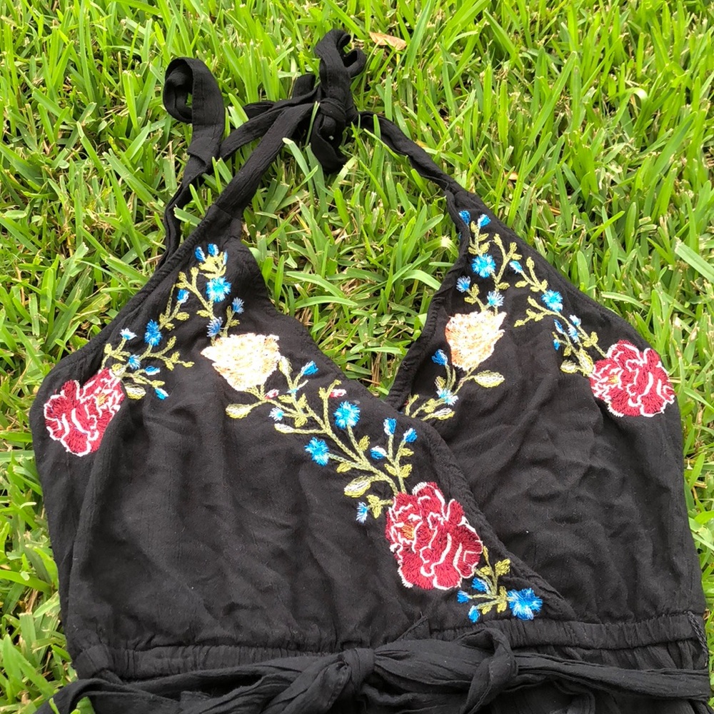Black Embroidered Jumpsuit